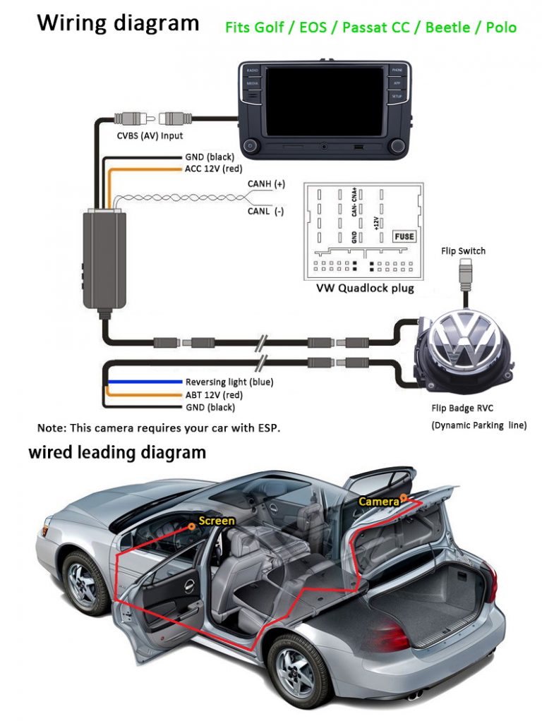 Camera Adapter For Vw Oem Cameras With Dynamic Parking Lines main image 1